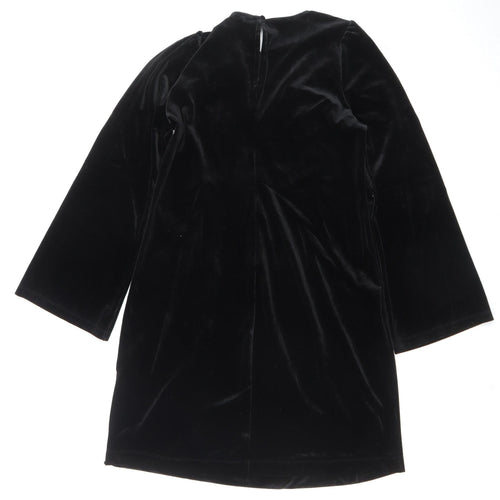 Finery Women Black Velvet Shift Dress Size 8 Long Sleeve