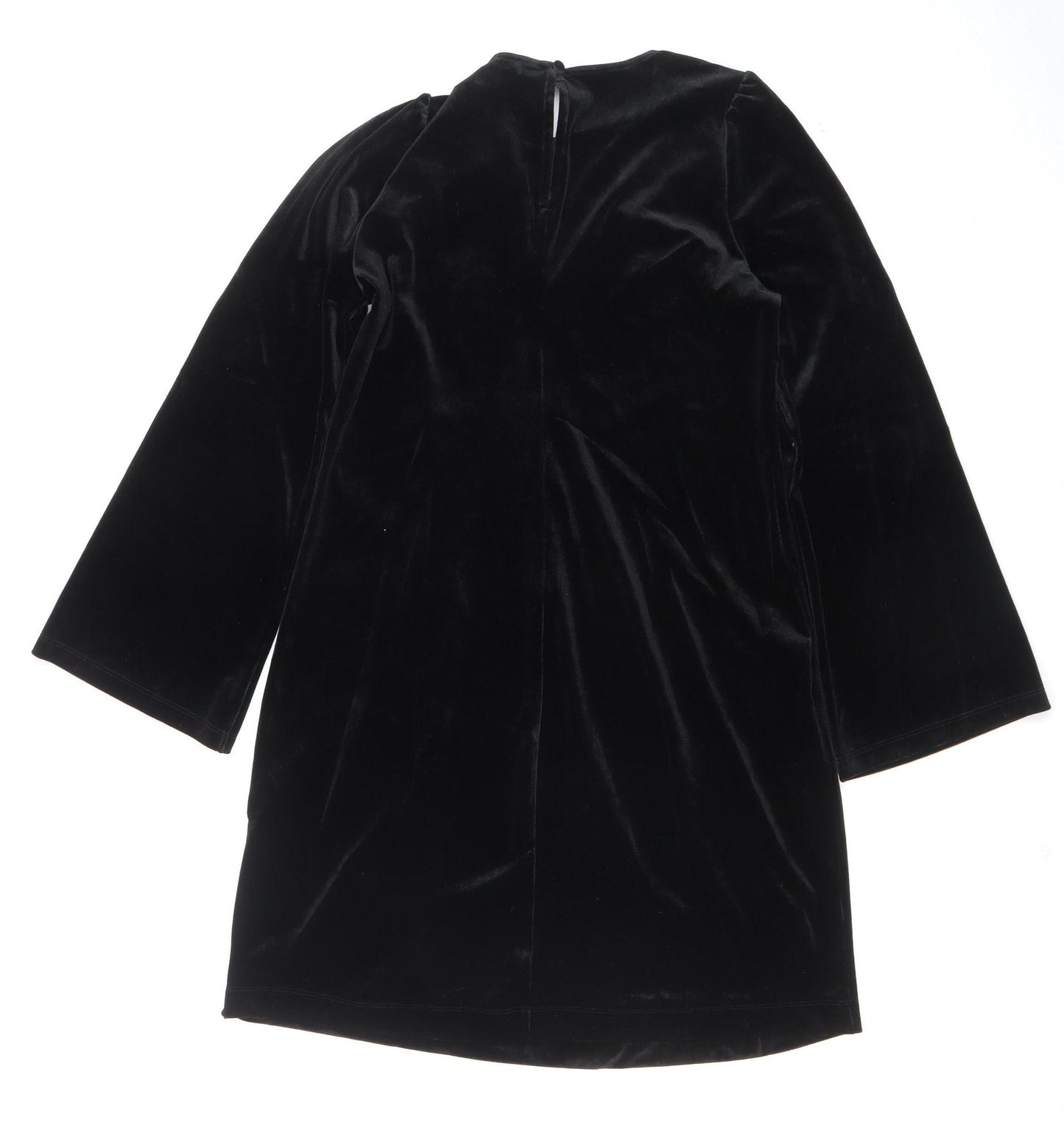 Finery Women Black Velvet Shift Dress Size 8 Long Sleeve
