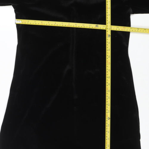 Finery Women Black Velvet Shift Dress Size 8 Long Sleeve