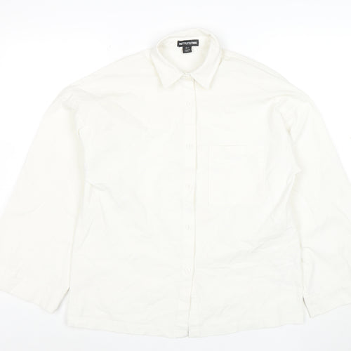 PrettyLittleThing Unisex White Long Sleeve Cotton Button-Up Shirt XS