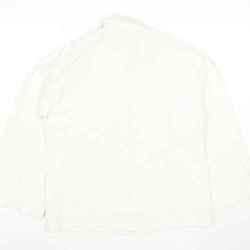 PrettyLittleThing Unisex White Long Sleeve Cotton Button-Up Shirt XS