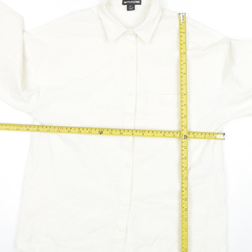 PrettyLittleThing Unisex White Long Sleeve Cotton Button-Up Shirt XS