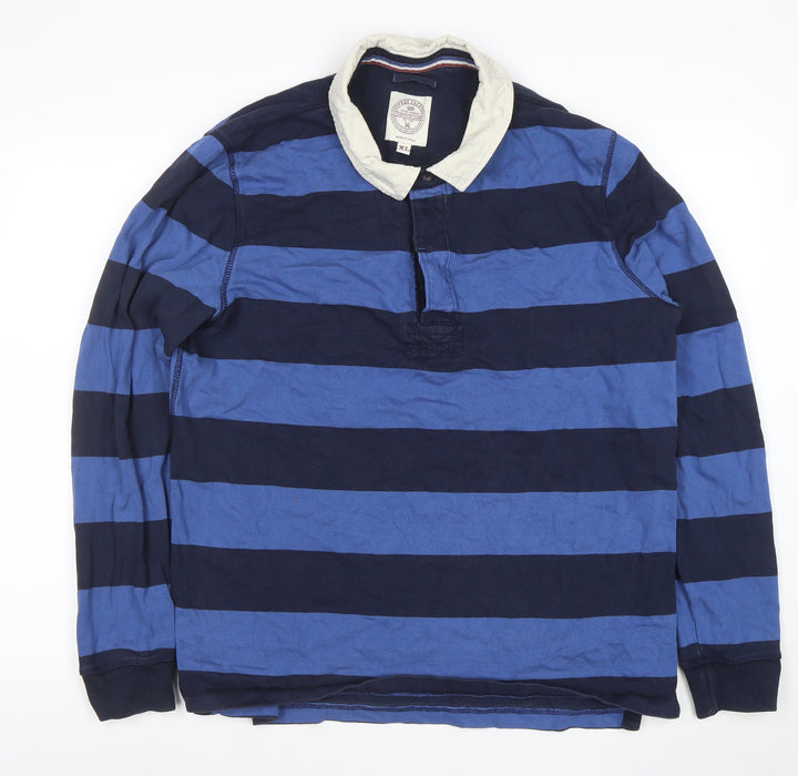 Fat Face Men's Blue Striped Long Sleeve Rugby Polo Shirt XL