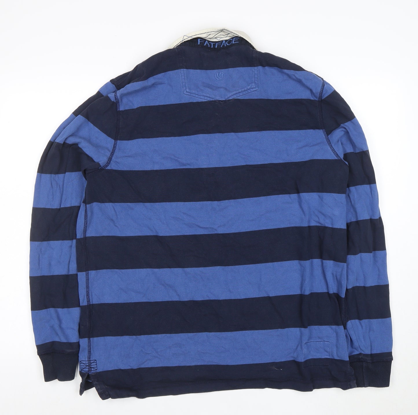 Fat Face Men's Blue Striped Long Sleeve Rugby Polo Shirt XL
