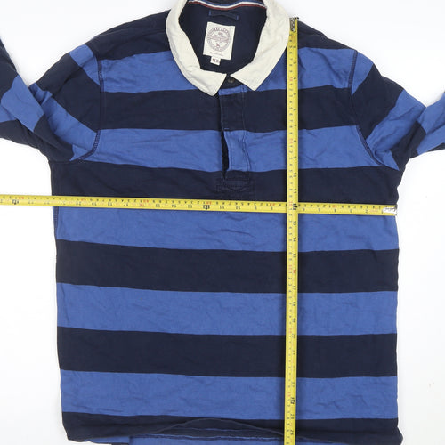 Fat Face Men's Blue Striped Long Sleeve Rugby Polo Shirt XL