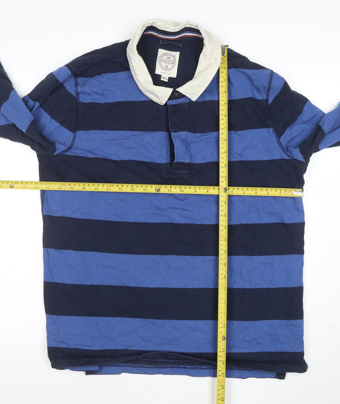 Fat Face Men's Blue Striped Long Sleeve Rugby Polo Shirt XL
