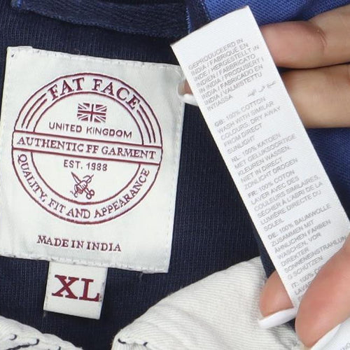 Fat Face Men's Blue Striped Long Sleeve Rugby Polo Shirt XL