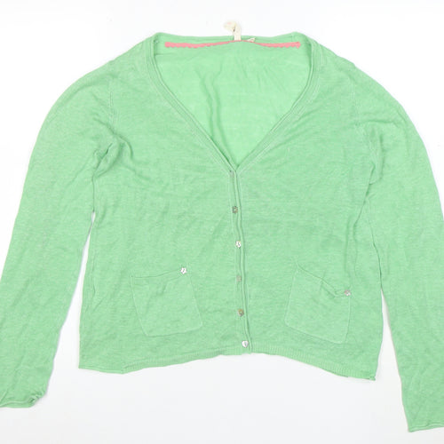 Miss Selfridge Women’s Green Linen V-Neck Cardigan Size 12
