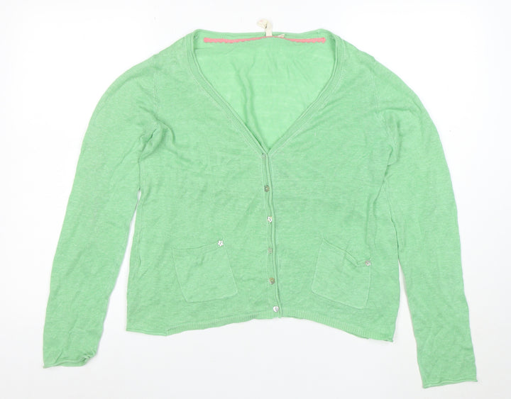 Miss Selfridge Women’s Green Linen V-Neck Cardigan Size 12