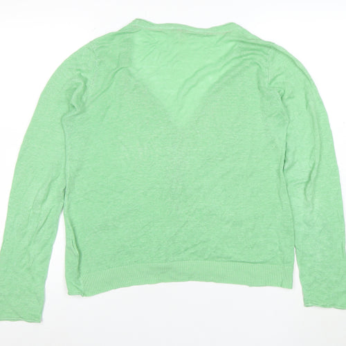 Miss Selfridge Women’s Green Linen V-Neck Cardigan Size 12