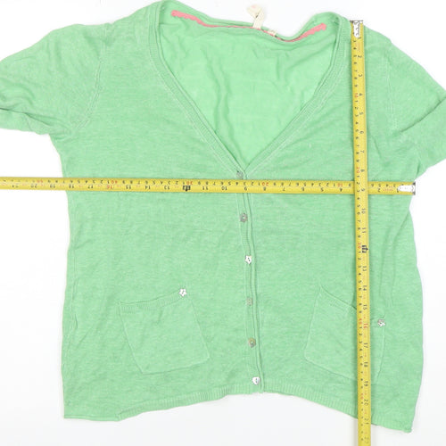 Miss Selfridge Women’s Green Linen V-Neck Cardigan Size 12