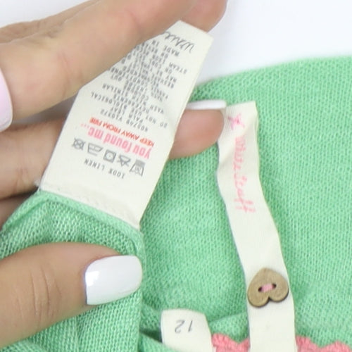 Miss Selfridge Women’s Green Linen V-Neck Cardigan Size 12