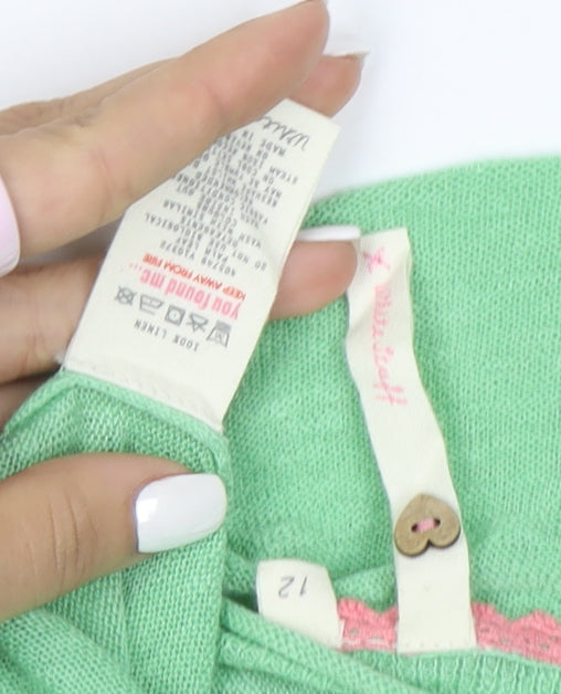 Miss Selfridge Women’s Green Linen V-Neck Cardigan Size 12