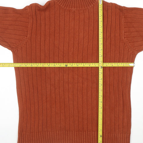 Hawkshead Men’s Brown Roll Neck Ribbed Cotton Jumper Size L