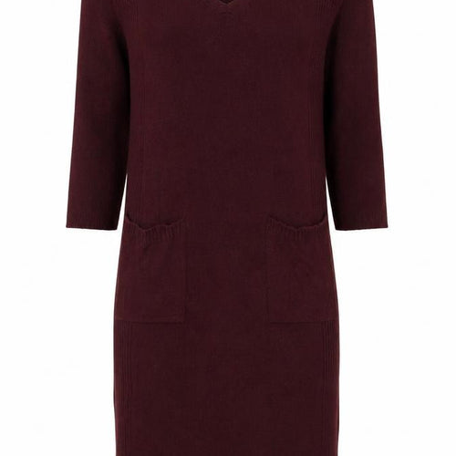 River Island Women Red Knit Jumper Dress Size S Long Sleeve V-Neck