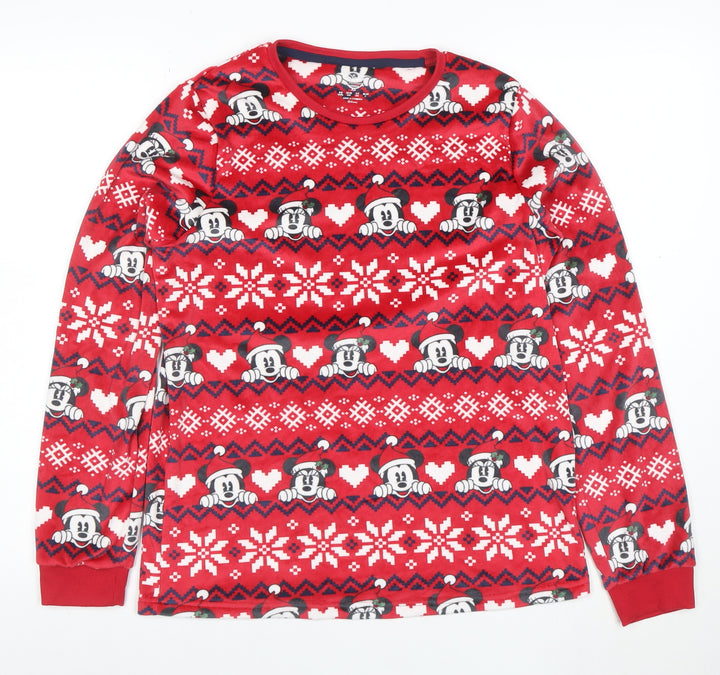 Primark Women Red Mickey Mouse Christmas Fleece Nightshirt XS