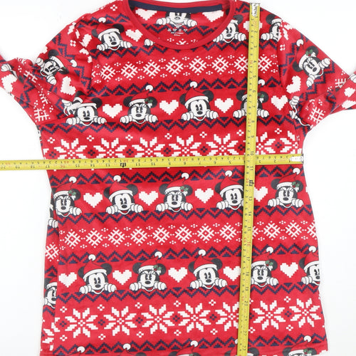 Primark Women Red Mickey Mouse Christmas Fleece Nightshirt XS
