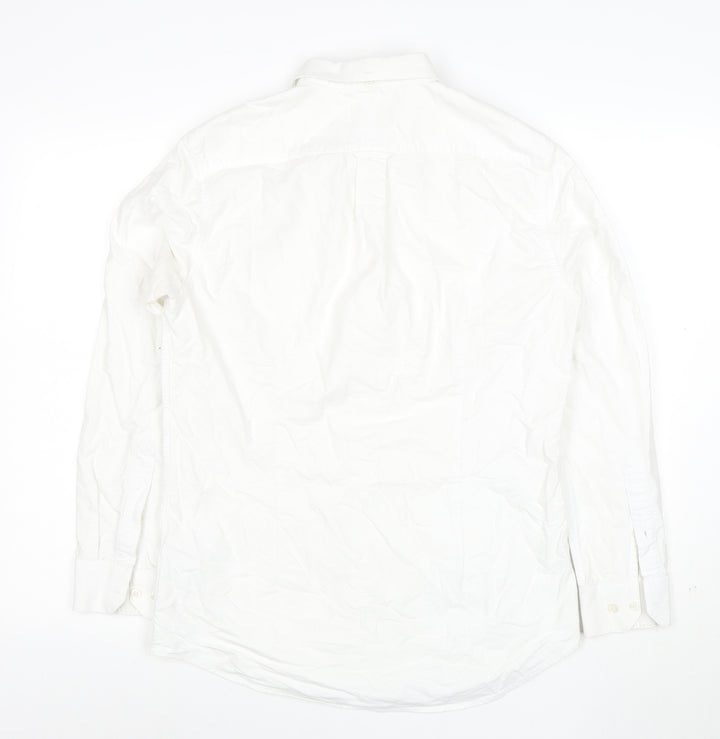 Farah Men's White Slim Fit Button-Up Cotton Shirt M