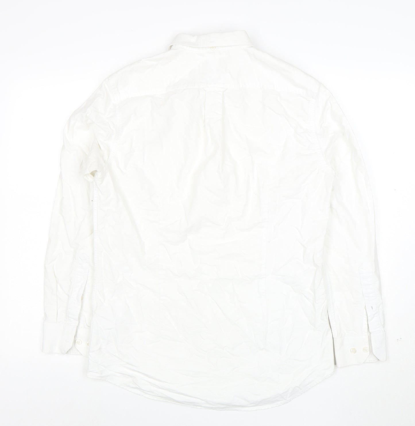 Farah Men's White Slim Fit Button-Up Cotton Shirt M