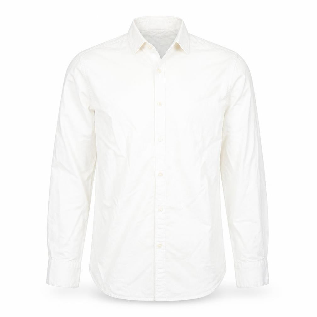 Front view of Farah Men's White Slim Fit Button-Up Cotton Shirt M