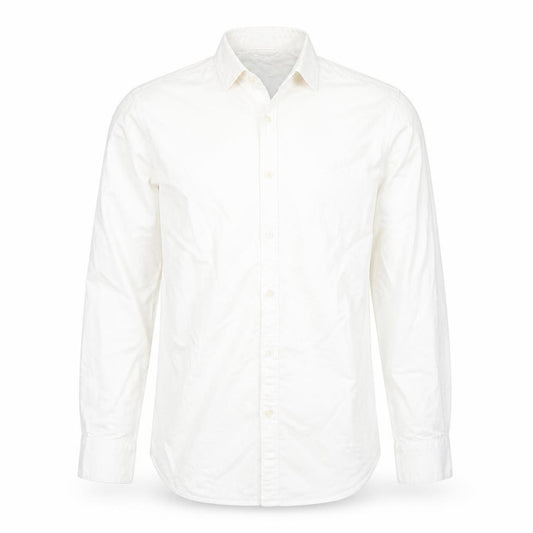 Front view of Farah Men's White Slim Fit Button-Up Cotton Shirt M