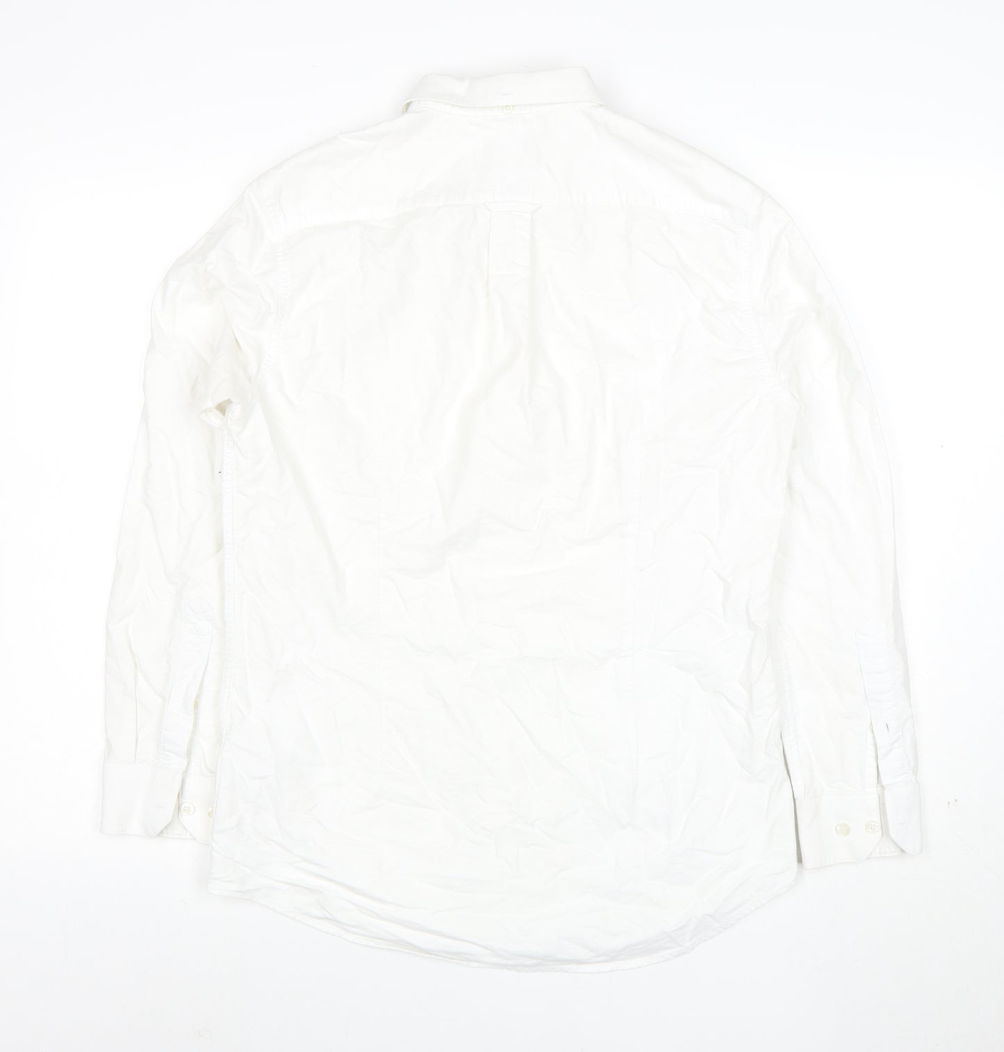 Farah Men's White Slim Fit Button-Up Cotton Shirt M