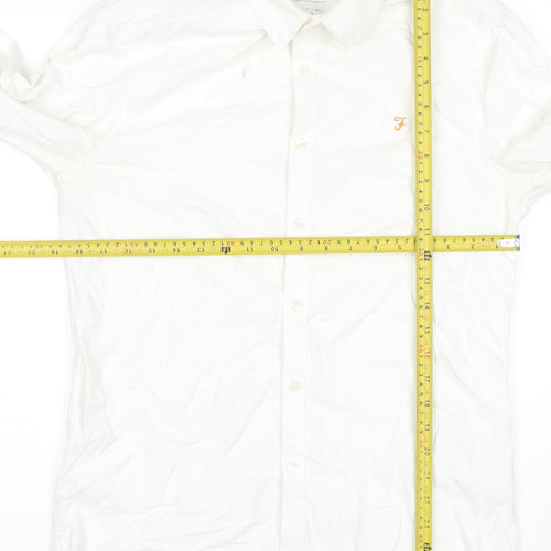 Farah Men's White Slim Fit Button-Up Cotton Shirt M