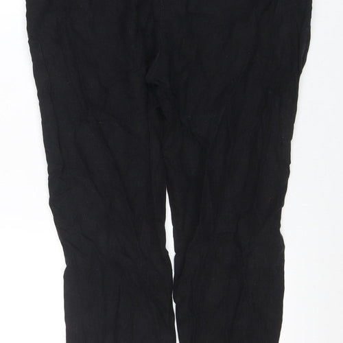 Next Women Black Linen Blend Casual Trousers Size 16 Regular