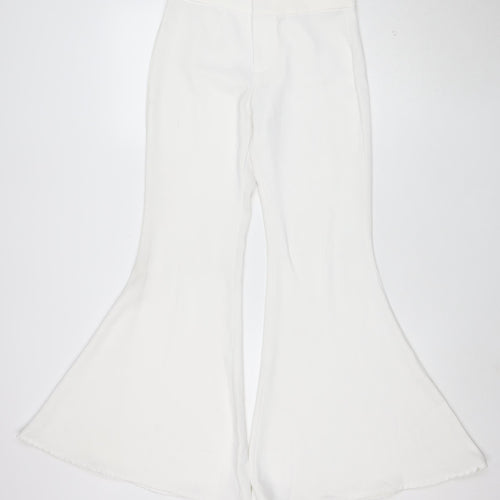Zara Woman White Flared Trousers XS Women's Elegant Wide-Leg Pants