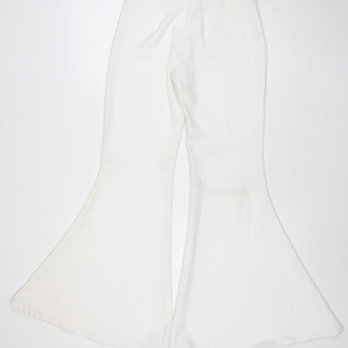 Zara Woman White Flared Trousers XS Women's Elegant Wide-Leg Pants