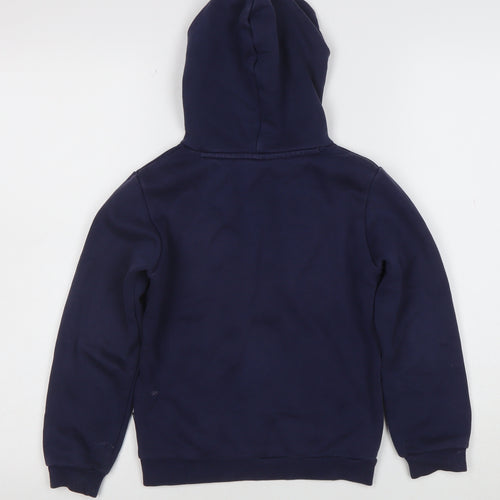 Puma Boys Navy Blue Pullover Hoodie 7-8 Years Logo Print Cotton Blend