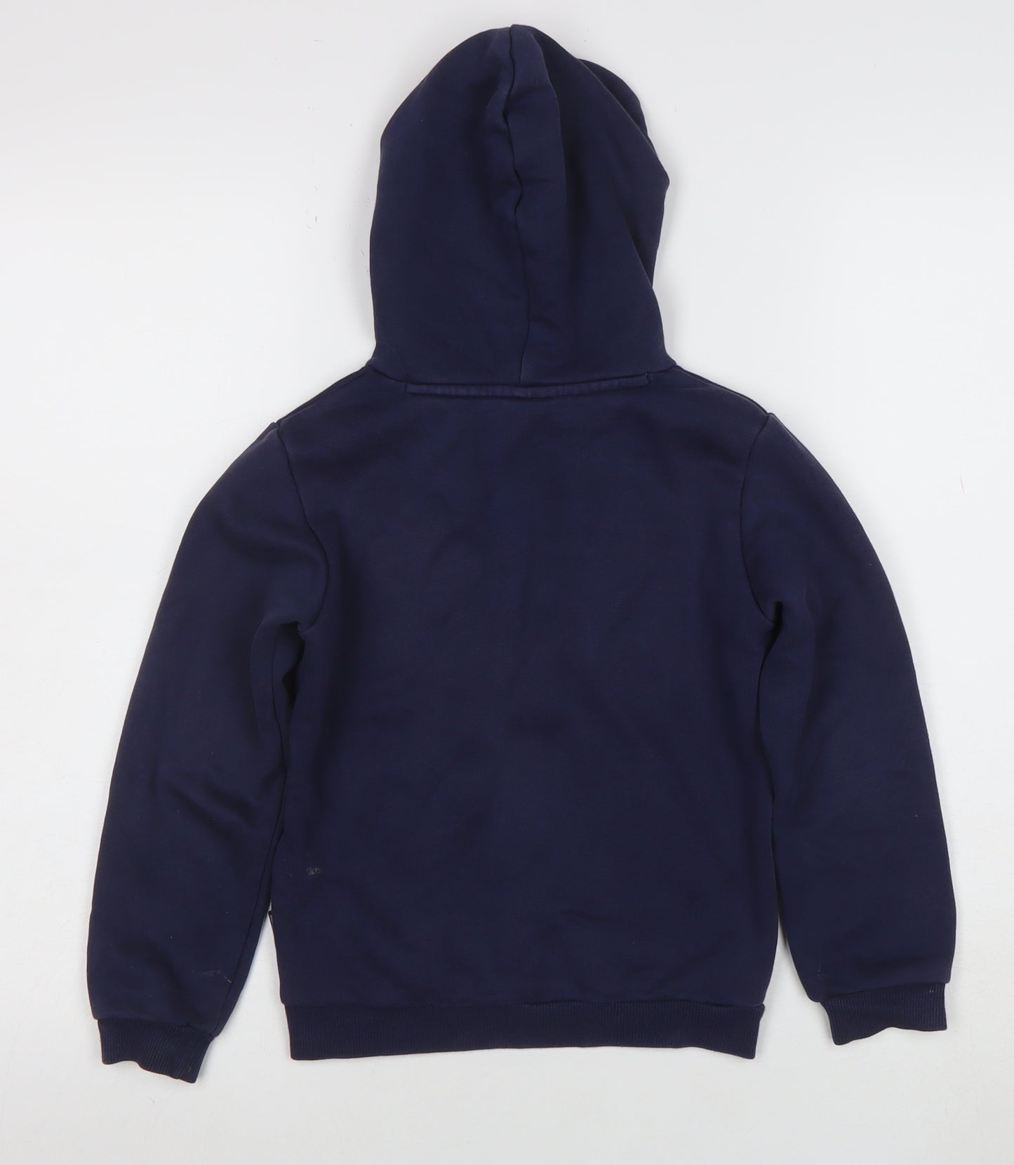 Puma Boys Navy Blue Pullover Hoodie 7-8 Years Logo Print Cotton Blend