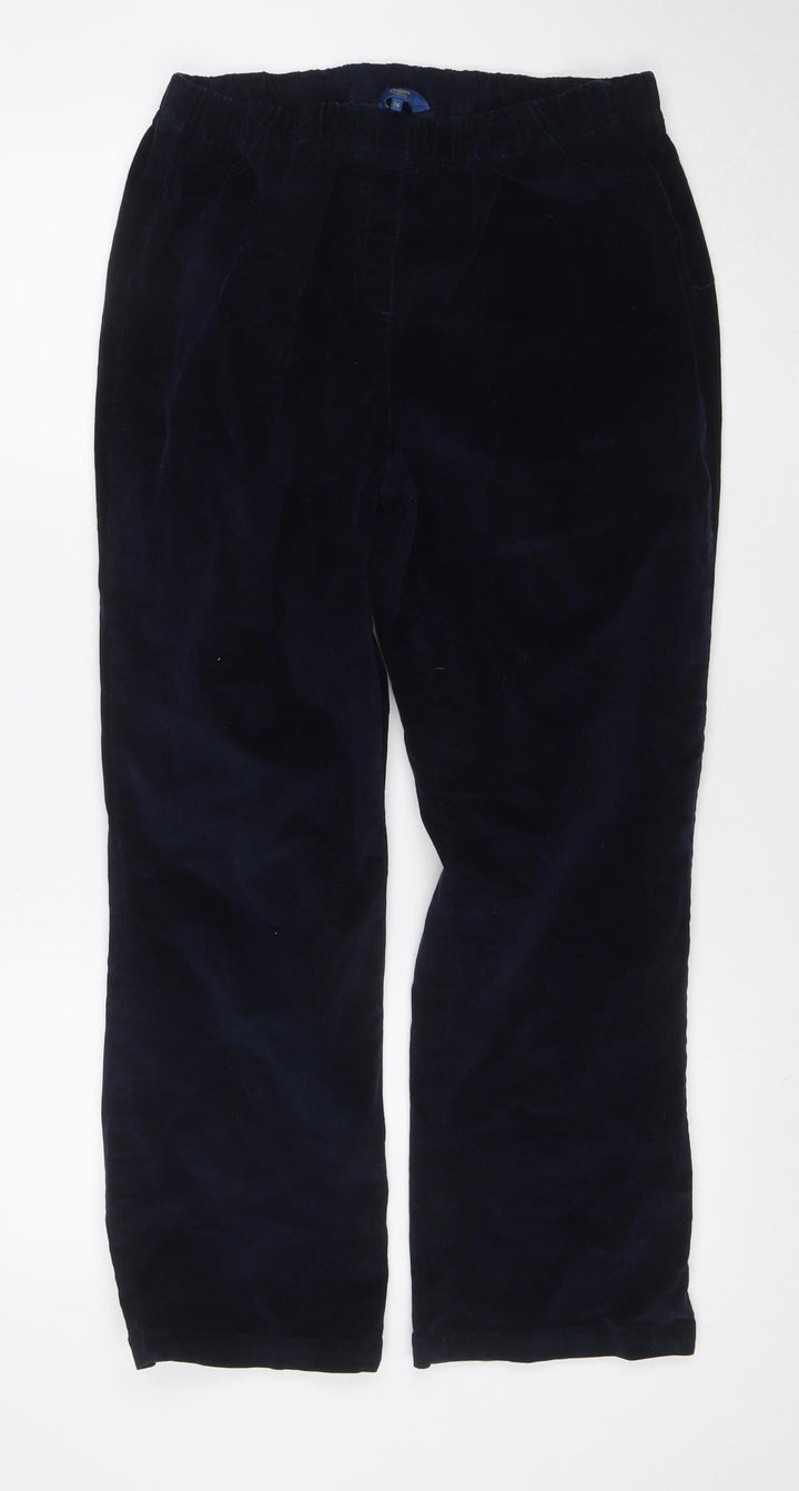 Cotton Traders Women Blue Size 16 Velvet Elastic Waist Trousers