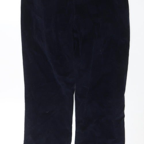 Cotton Traders Women Blue Size 16 Velvet Elastic Waist Trousers