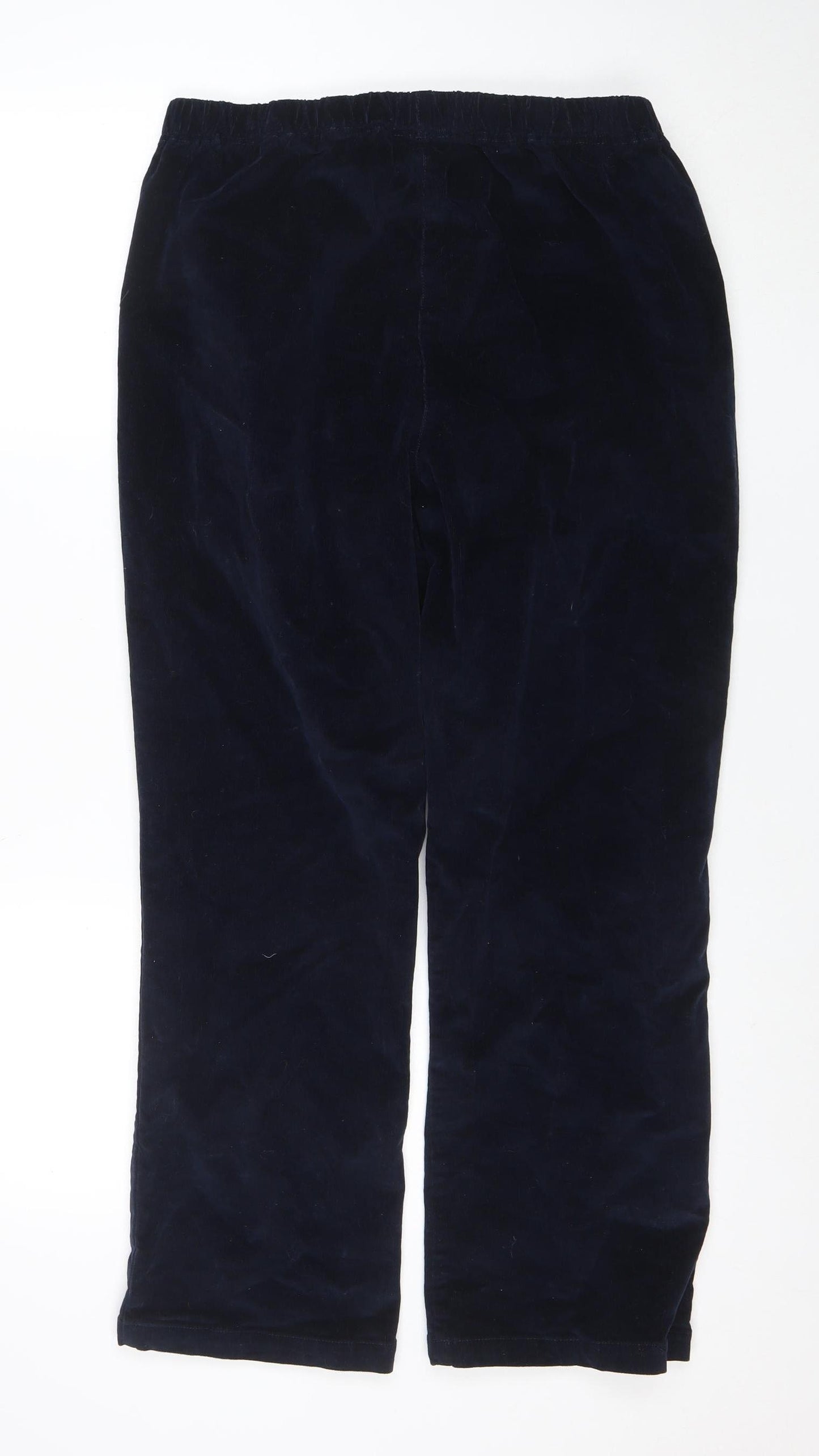 Cotton Traders Women Blue Size 16 Velvet Elastic Waist Trousers