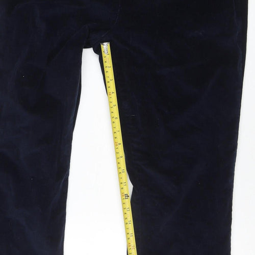 Cotton Traders Women Blue Size 16 Velvet Elastic Waist Trousers