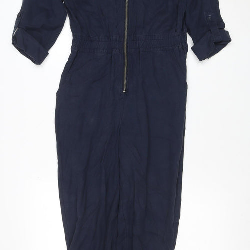 Hush Women Navy Blue Lyocell Zip Front Jumpsuit Size 6