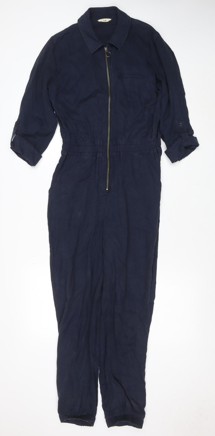 Hush Women Navy Blue Lyocell Zip Front Jumpsuit Size 6