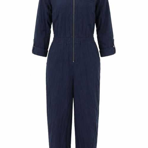Hush Women Navy Blue Lyocell Zip Front Jumpsuit Size 6