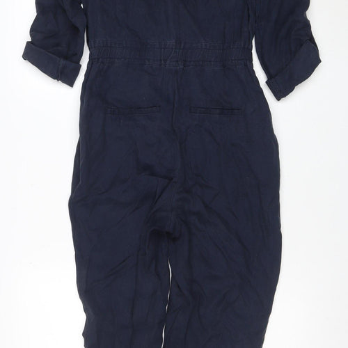 Hush Women Navy Blue Lyocell Zip Front Jumpsuit Size 6
