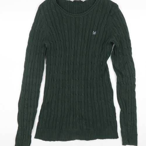 Crew Clothing Co. Women's Green Size 12 Cable-Knit Cotton Jumper