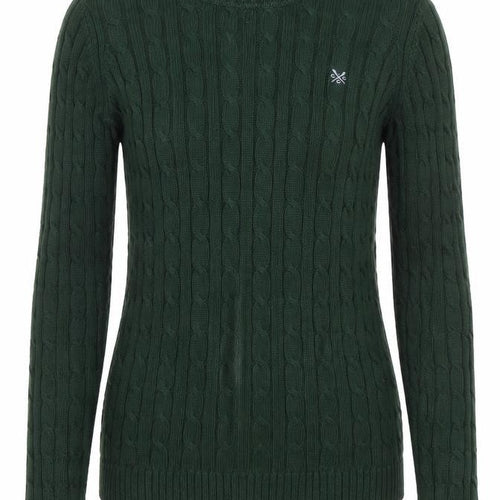 Crew Clothing Co. Women's Green Size 12 Cable-Knit Cotton Jumper