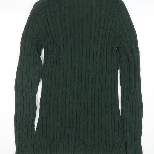 Crew Clothing Co. Women's Green Size 12 Cable-Knit Cotton Jumper
