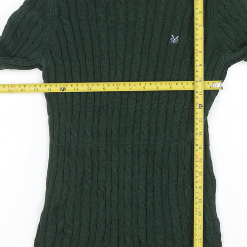 Crew Clothing Co. Women's Green Size 12 Cable-Knit Cotton Jumper