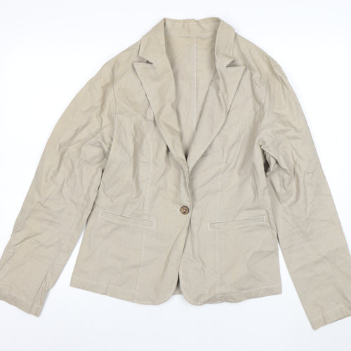 The Earth Collection Beige Ramie Cotton Women’s Blazer Jacket L