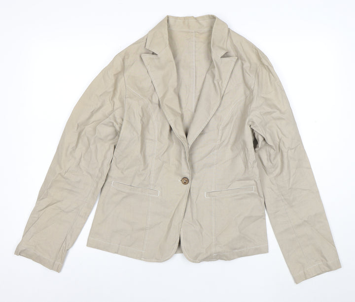 The Earth Collection Beige Ramie Cotton Women’s Blazer Jacket L