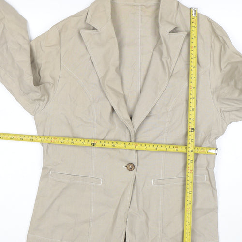 The Earth Collection Beige Ramie Cotton Women’s Blazer Jacket L