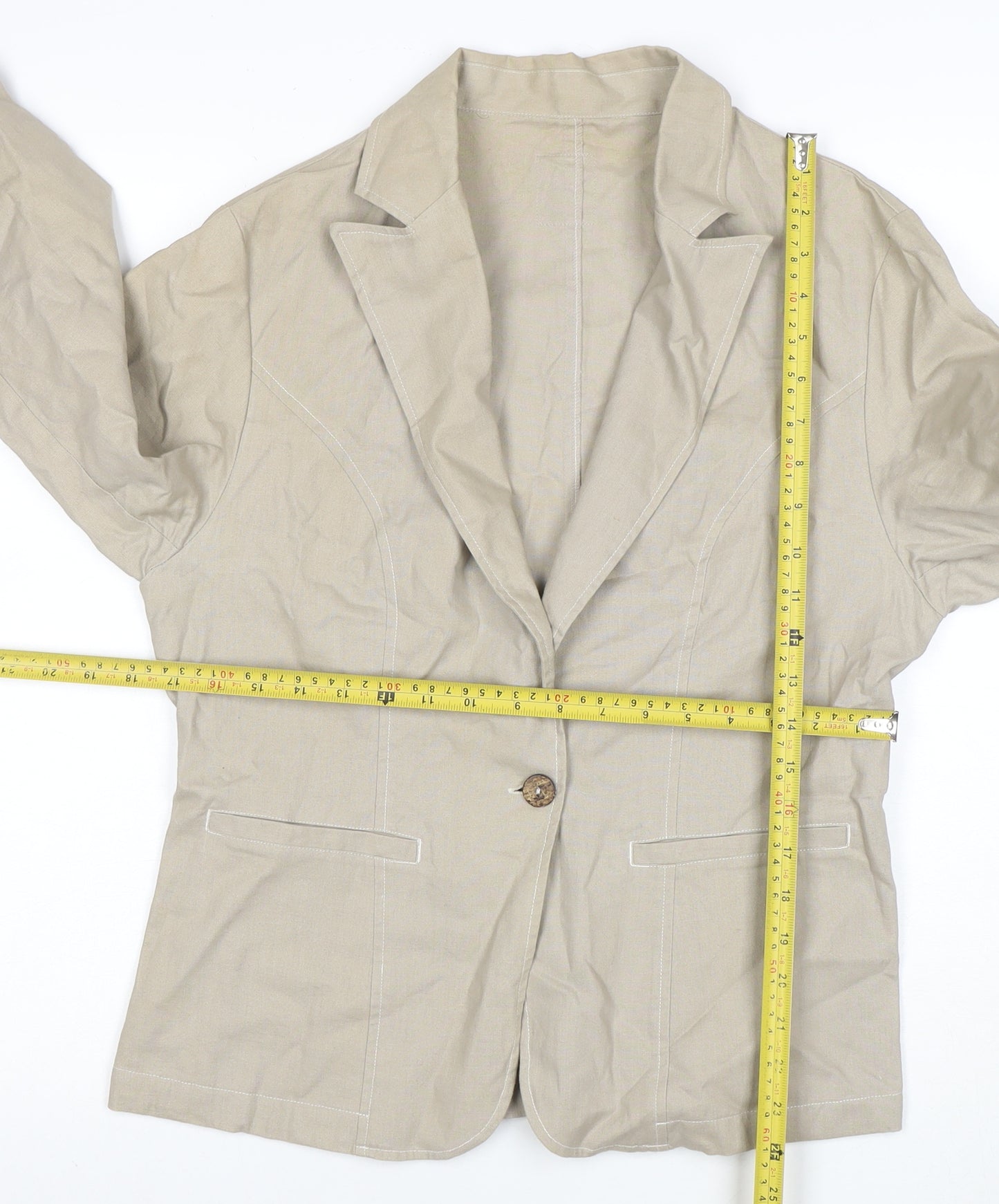 The Earth Collection Beige Ramie Cotton Women’s Blazer Jacket L
