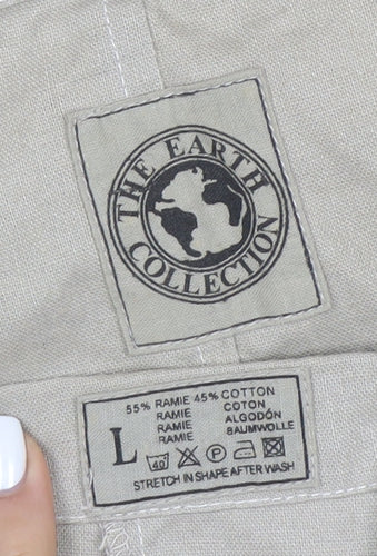 The Earth Collection Beige Ramie Cotton Women’s Blazer Jacket L