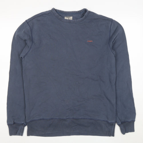 Aubin Men's Blue Medium Crew Neck Cotton Pullover Sweatshirt